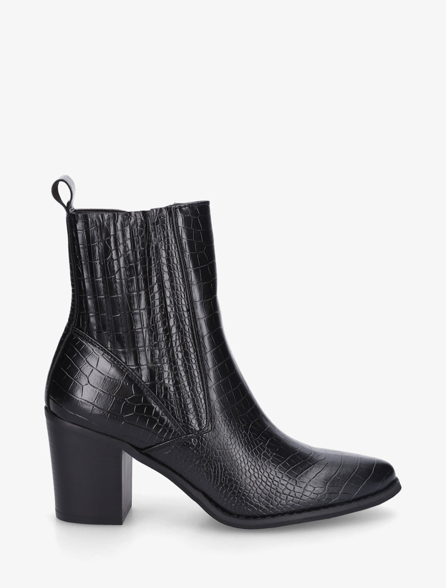 Bottines imprimé croco - Noir - 1
