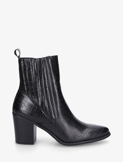 Bottines imprimé croco - Noir - 1