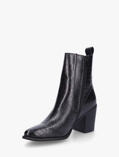 Bottines imprimé croco - Noir - 3