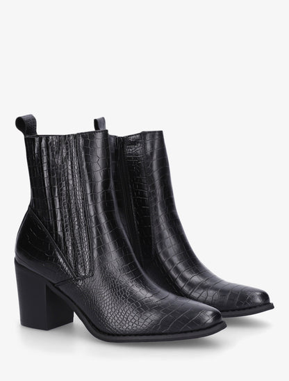 Bottines imprimé croco - Noir - 4