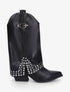 Bottines style santiags à revers - Noir - 1
