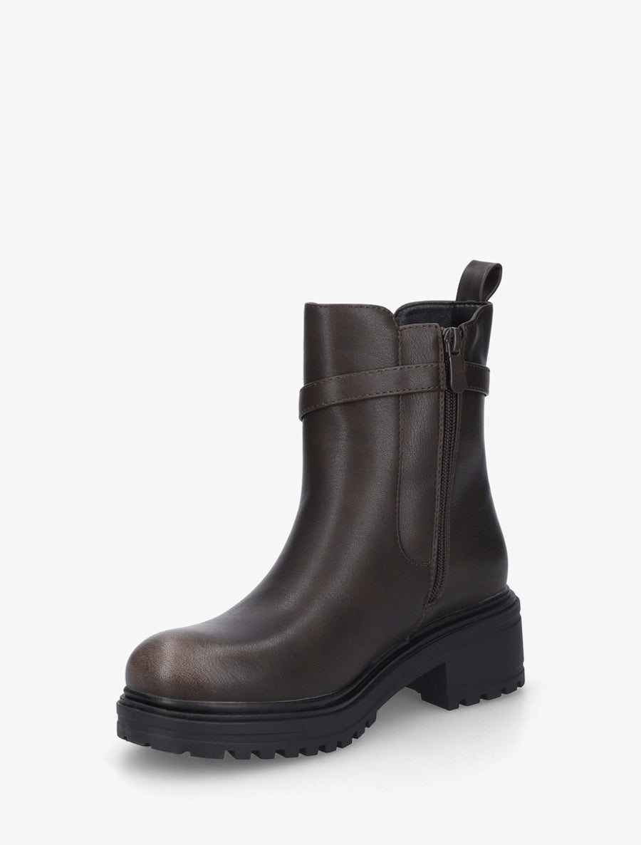 Bottines élastiquées à empiècement métallique - Marron - 3
