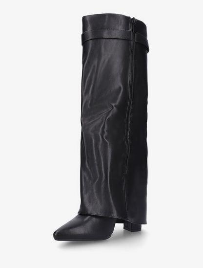 Bottes en simili à revers - Noir - 3