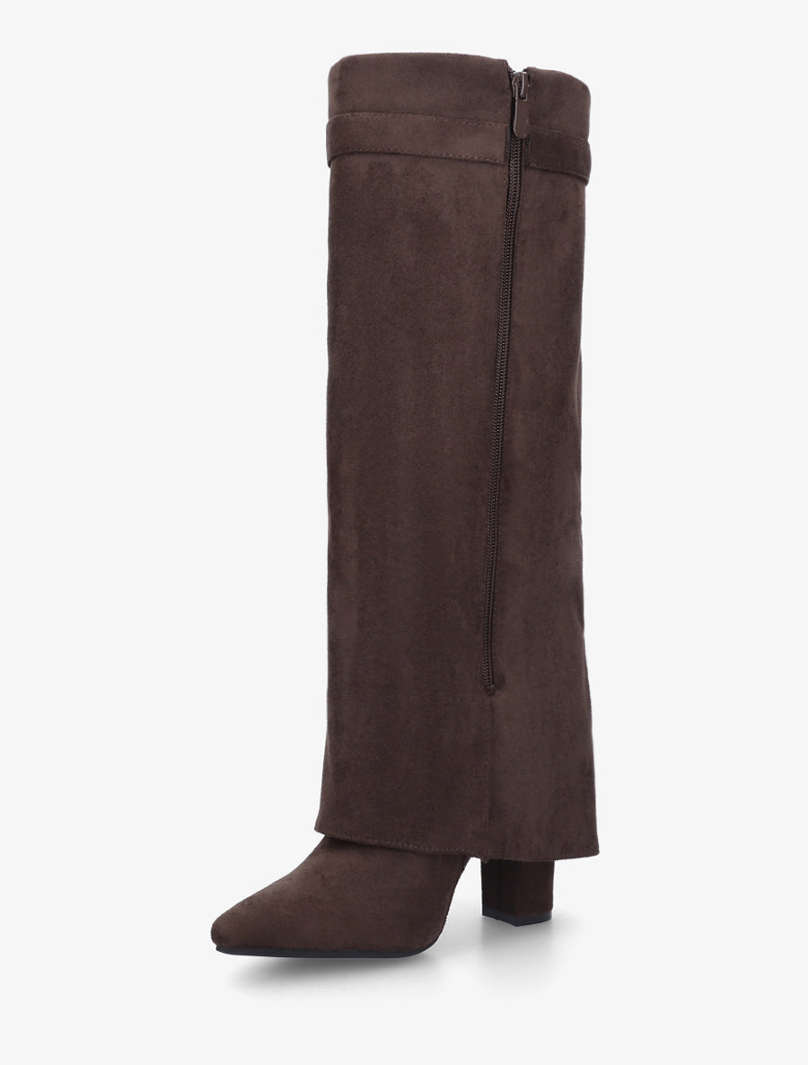 Bottes en suédine à revers - Marron - 3