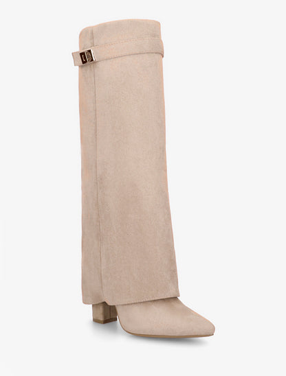 Bottes en suédine à revers - Beige - 2