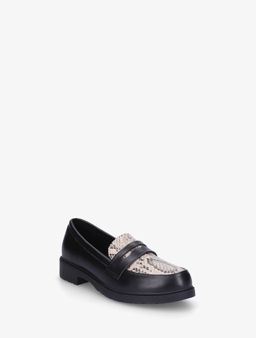 Mocassins imprimé python en simili - Noir - 2