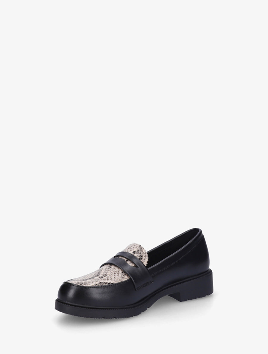 Mocassins imprimé python en simili - Noir - 3