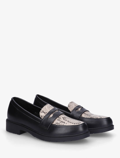 Mocassins imprimé python en simili - Noir - 4