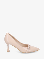 Escarpins vernis en simili - Nude - 1