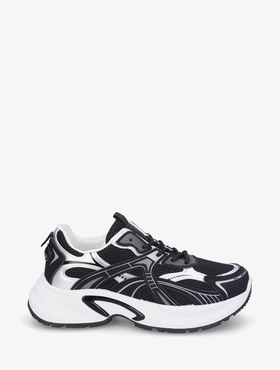 Baskets en simili et toile - Noir - 1