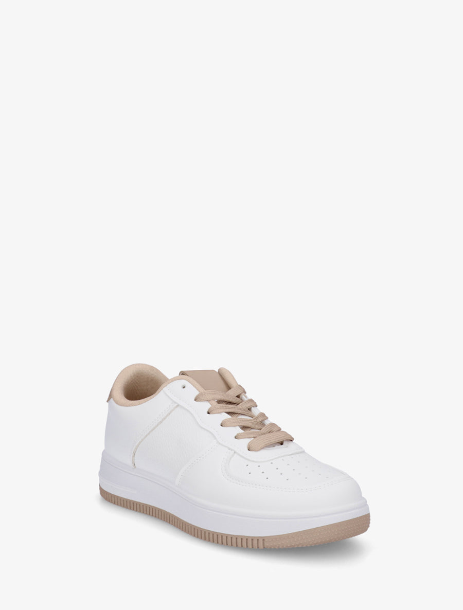 Baskets basiques en simili - Blanc/beige - 2
