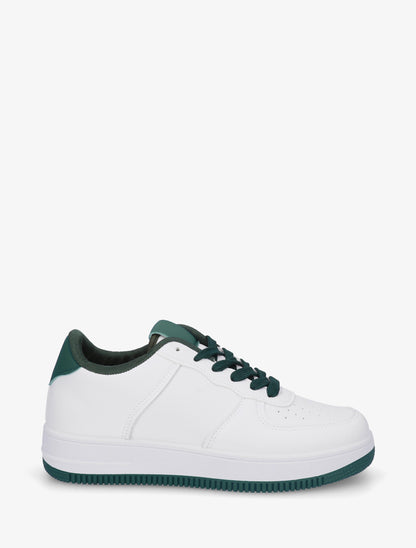 Baskets basiques en simili - Blanc/vert foncé - 1