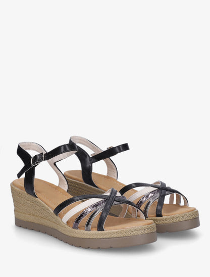 Sandales compensées brides croisées - Noir - 4