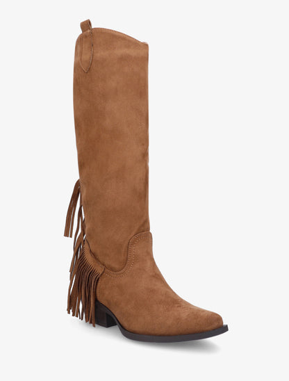 Bottes style santiag à franges - Camel - 2