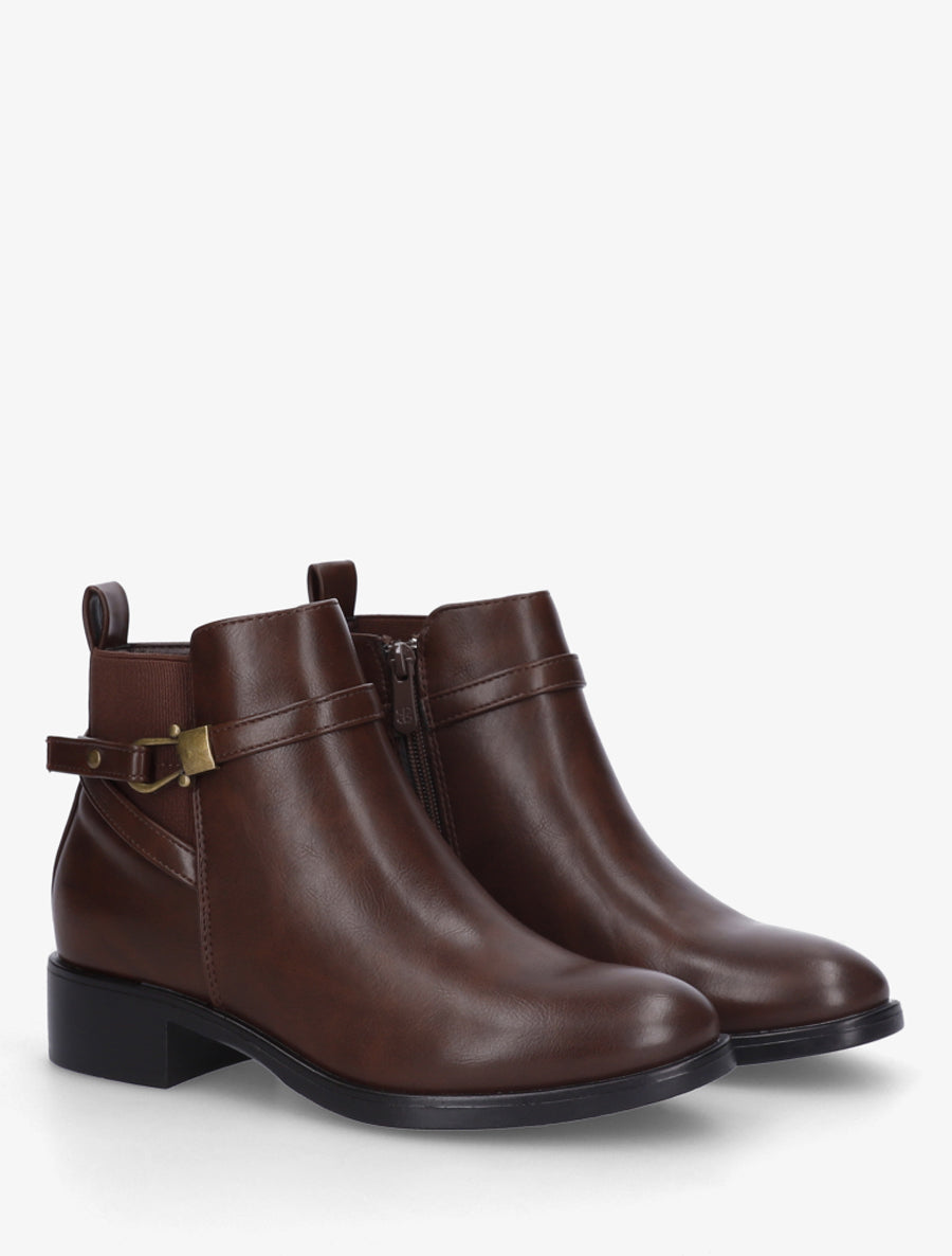 Bottines élastiquées à boucle fantaisie - Marron - 4