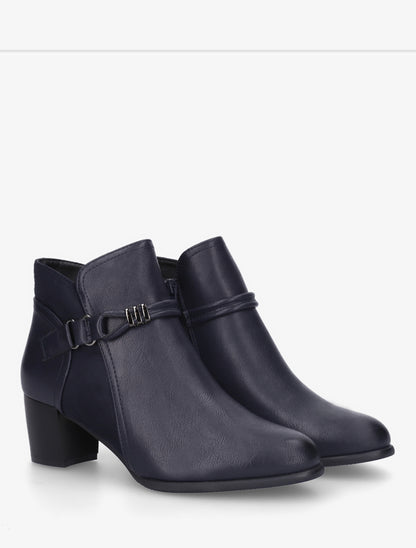 Bottines bi-matière à sangle fantaisie - Marine - 4