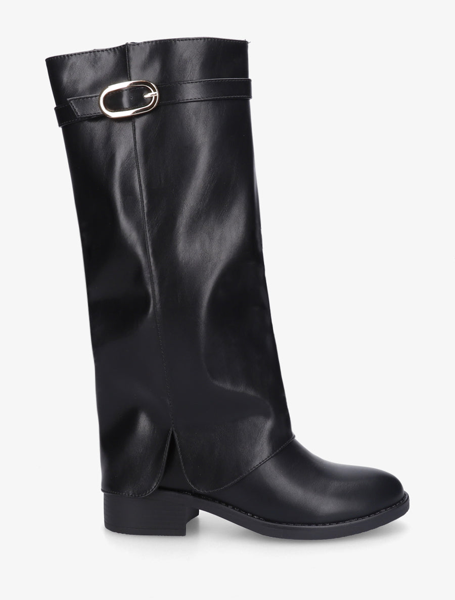 Bottes en simili à revers - Noir - 1
