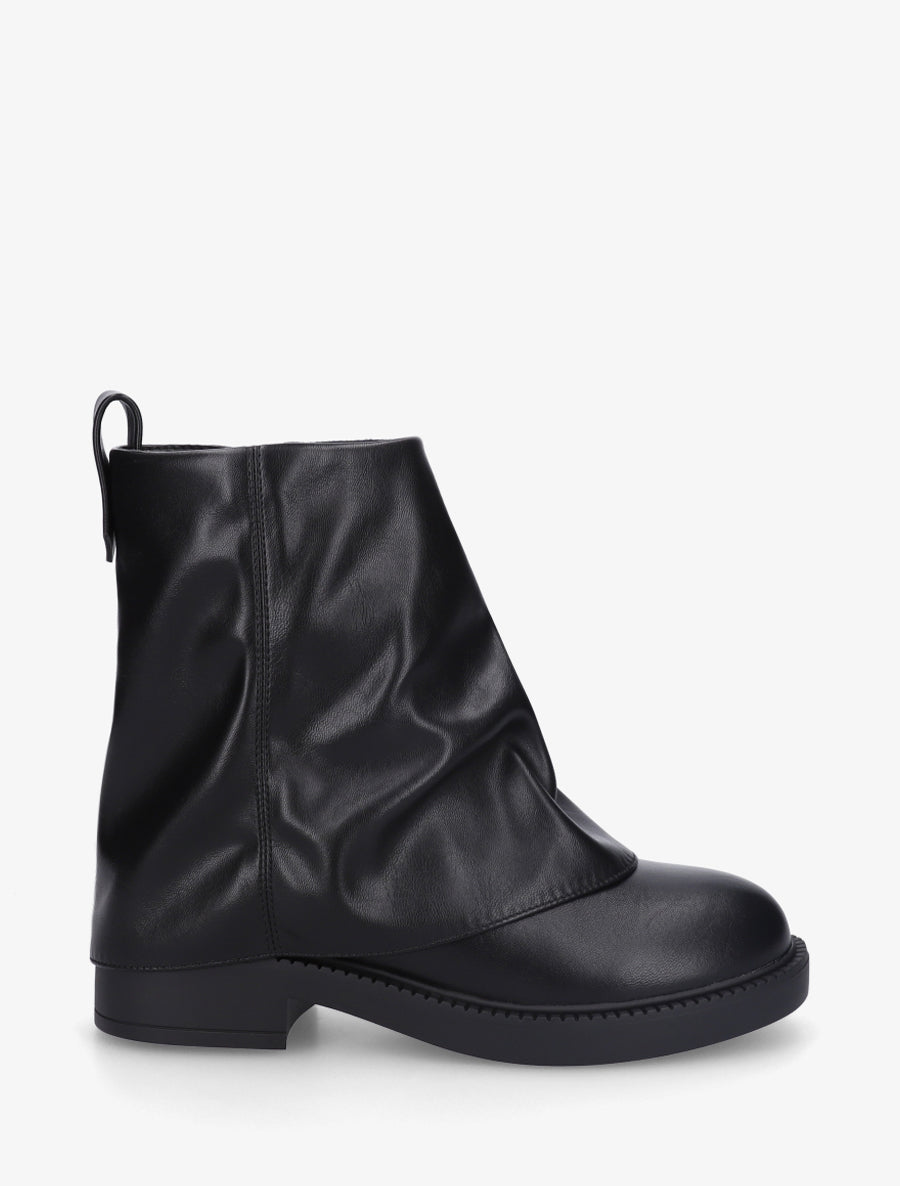 Boots à revers en simili - Noir - 1
