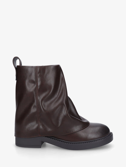 Boots à revers en simili - Marron - 1