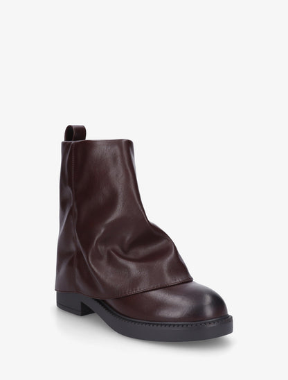 Boots à revers en simili - Lie de vin - 2