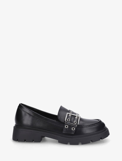 Mocassins en simili à sangle - Noir - 1
