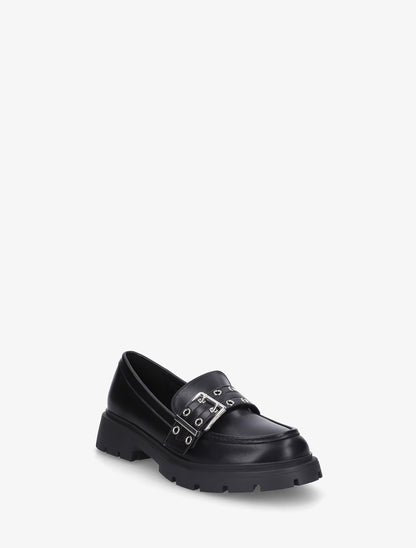 Mocassins en simili à sangle - Noir - 2