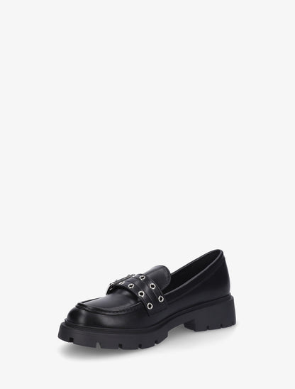 Mocassins en simili à sangle - Noir - 3