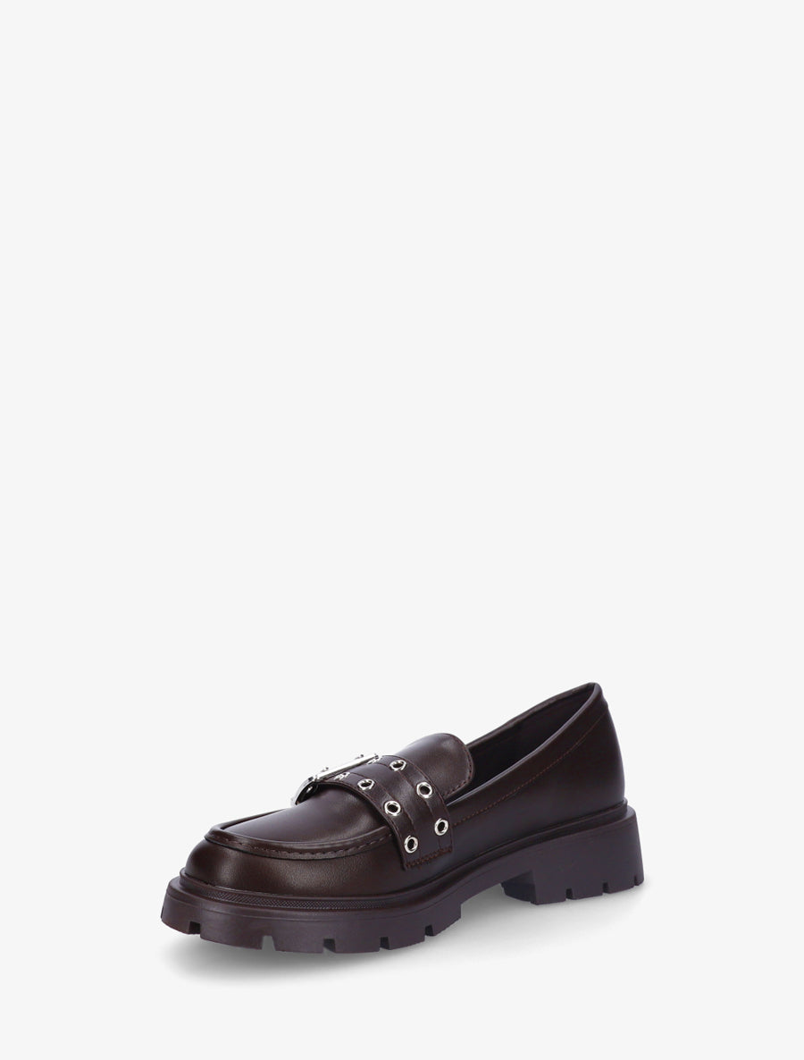 Mocassins en simili à sangle - Marron - 3
