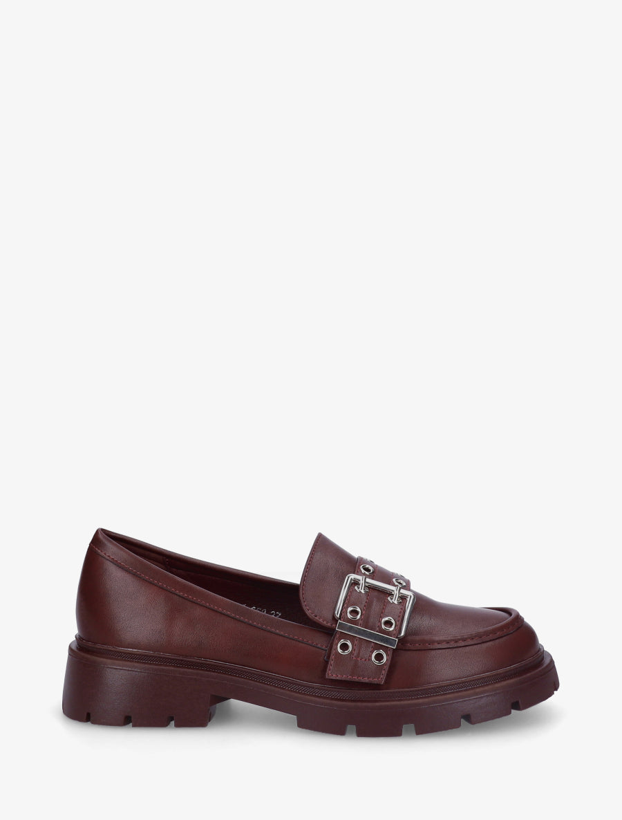 Mocassins en simili à sangle - Lie de vin - 1
