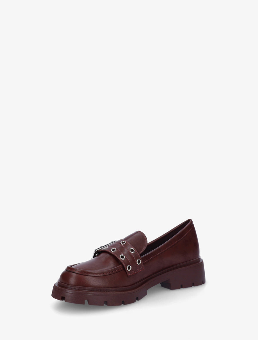 Mocassins en simili à sangle - Lie de vin - 3