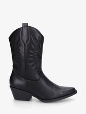 Bottines style santiags en simili - Noir - 1