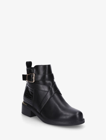 Bottines à contrefort croco - Noir - 2