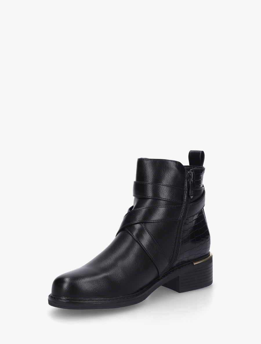 Bottines à contrefort croco - Noir - 3