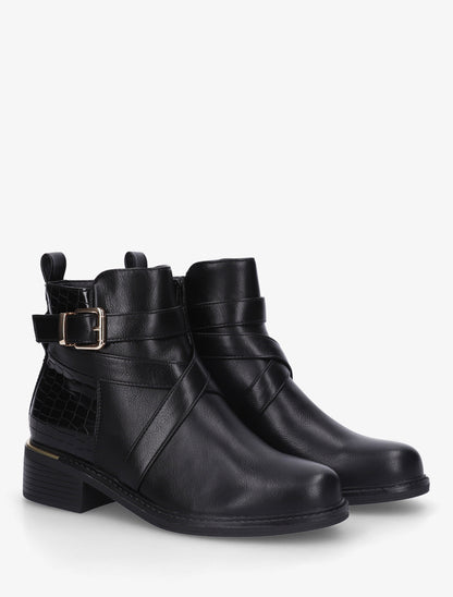 Bottines à contrefort croco - Noir - 4