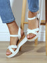 Sandales compensées à brides croisées - Blanc - 1