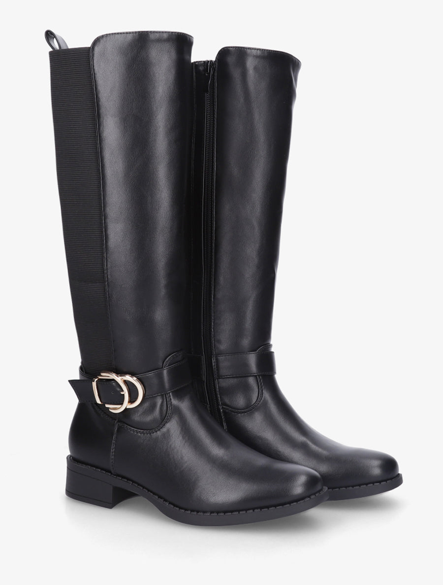 Bottes style cavalière à boucle fantaisie - Noir - 4