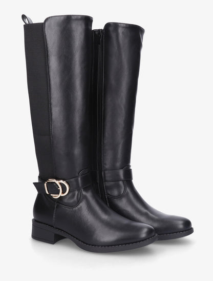 Bottes style cavalière à boucle fantaisie - Noir - 4