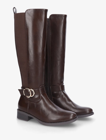 Bottes style cavalière à boucle fantaisie - Marron - 4
