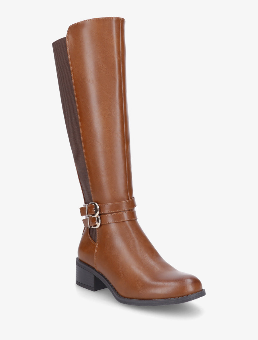 Bottes style cavalière à doucle boucle - Camel - 2