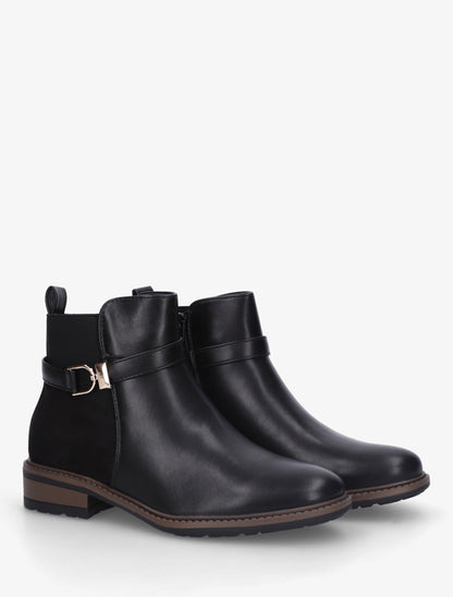 Bottines à boucle bi-matière - Noir - 4