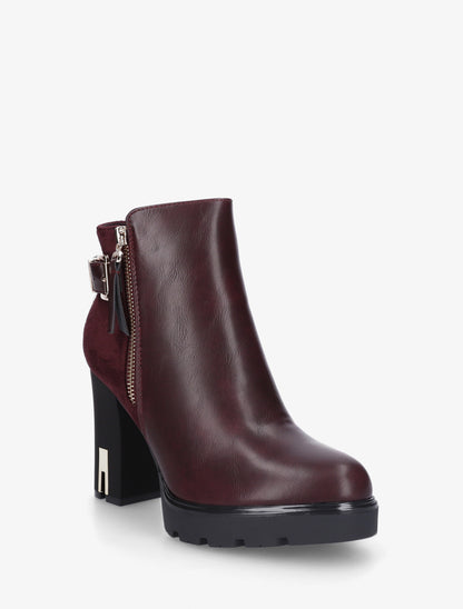 Bottines bi-matière à zip - Prune - 2