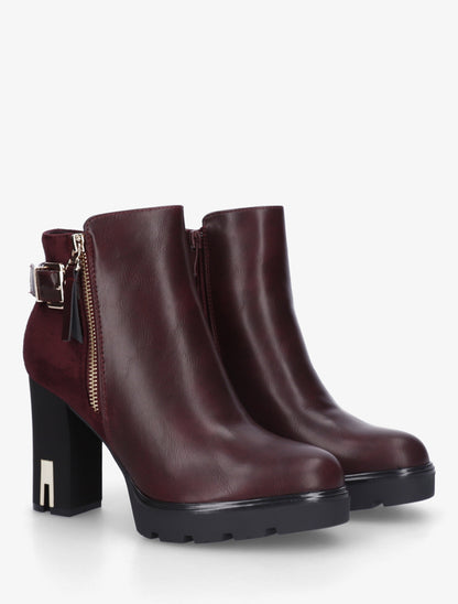 Bottines bi-matière à zip - Prune - 4