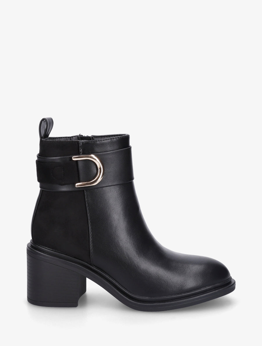 Bottines bi-matière à talon - Noir - 1