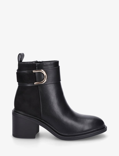 Bottines bi-matière à talon - Noir - 1
