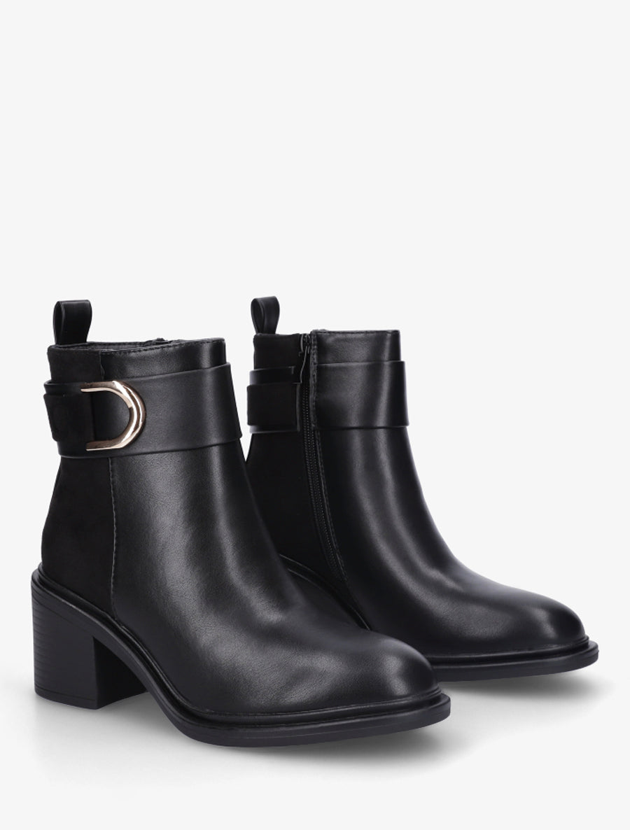 Bottines bi-matière à talon - Noir - 4