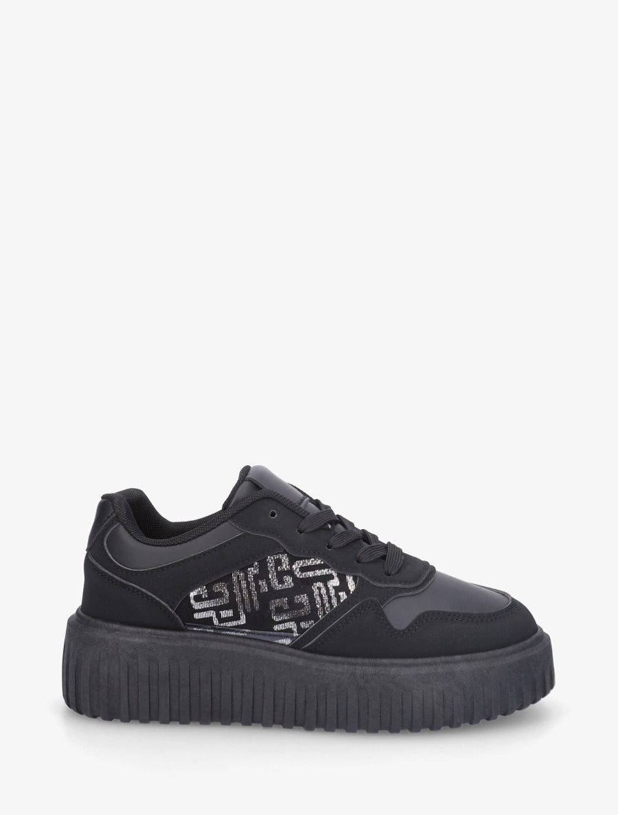 Baskets à empiècement graphique irisé - Noir - 1