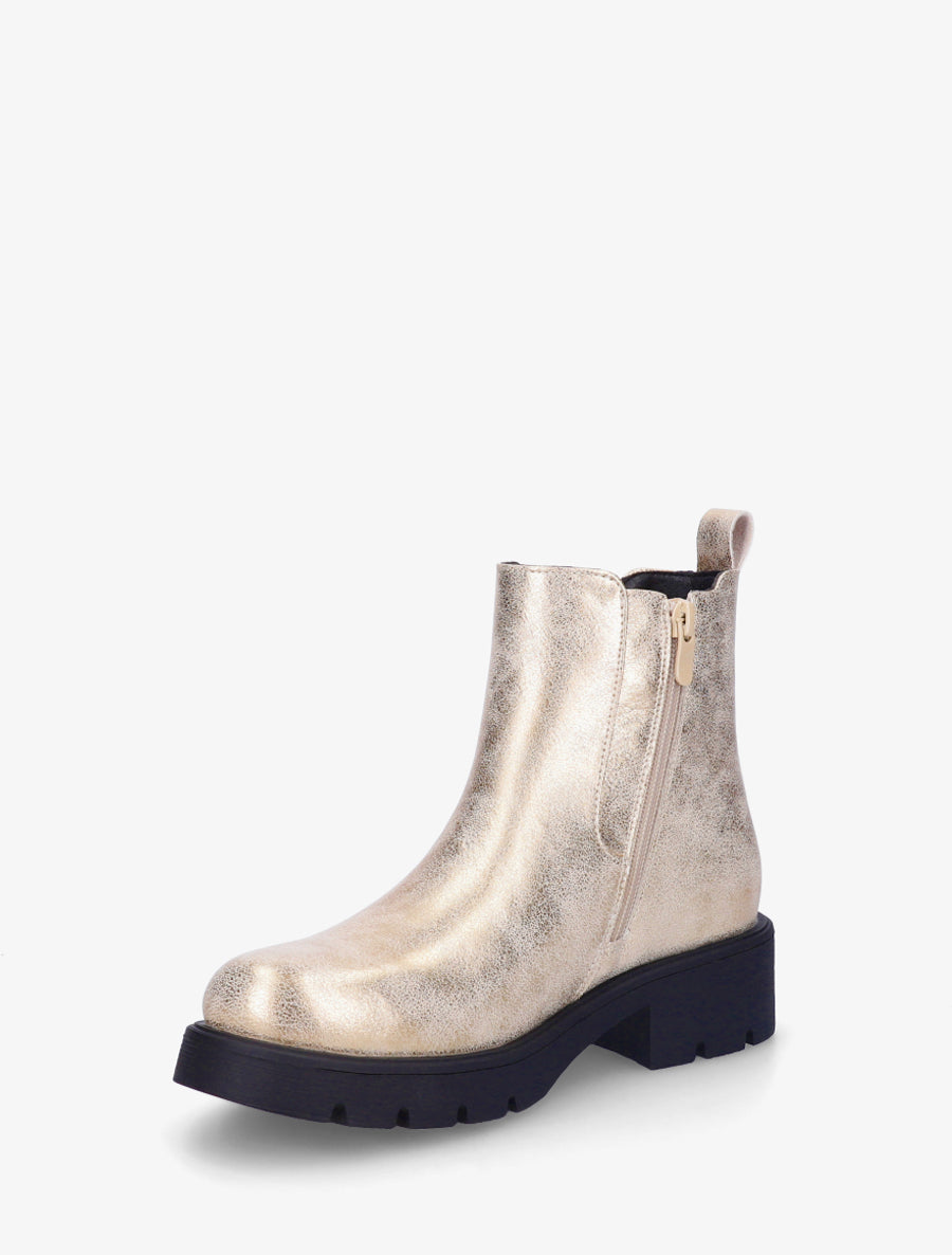 Bottines basiques à semelle crantée - Or - 3