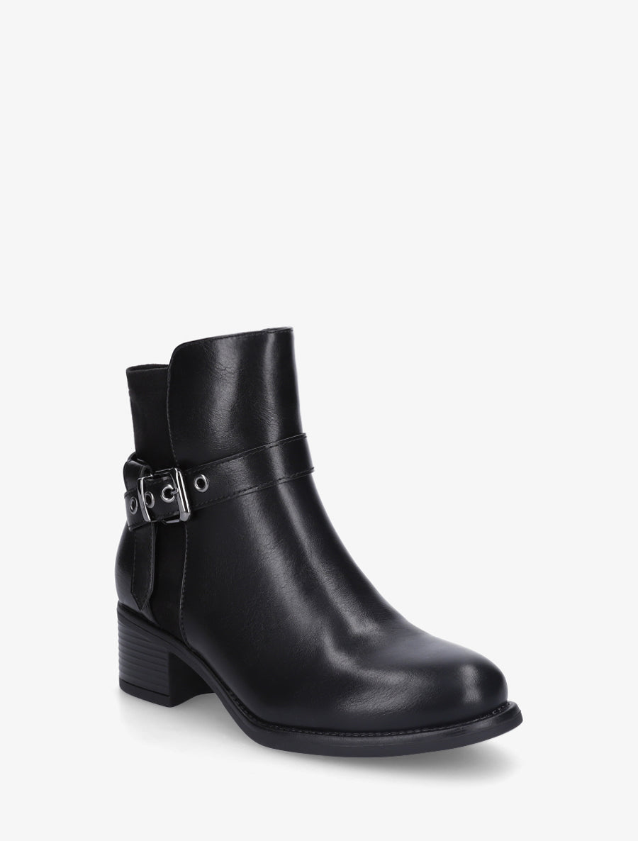 Bottines bimatière à boucle métallique - Noir - 2
