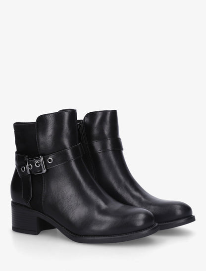 Bottines bimatière à boucle métallique - Noir - 4
