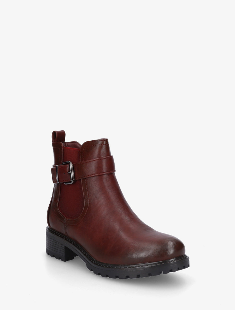 Bottines à boucle et semelle crantée - Bordeaux - 2